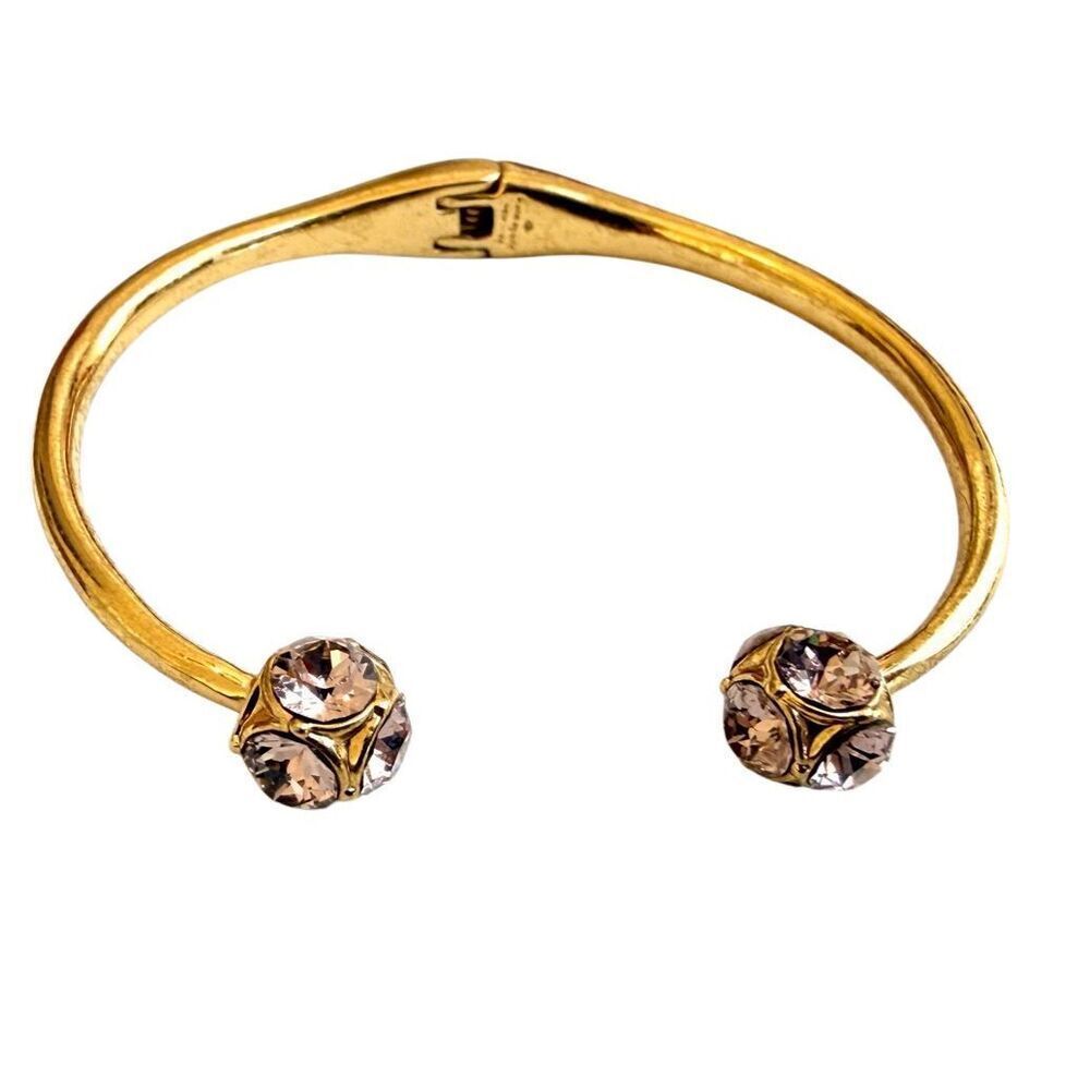 Kate Spade Gold Tone Crystal Open Cuff Bracelet - Picture 1 of 9